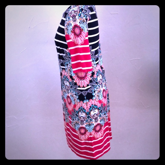 Eliza J Beautiful Hot Pink, Navy and White Dress! - Picture 2 of 6